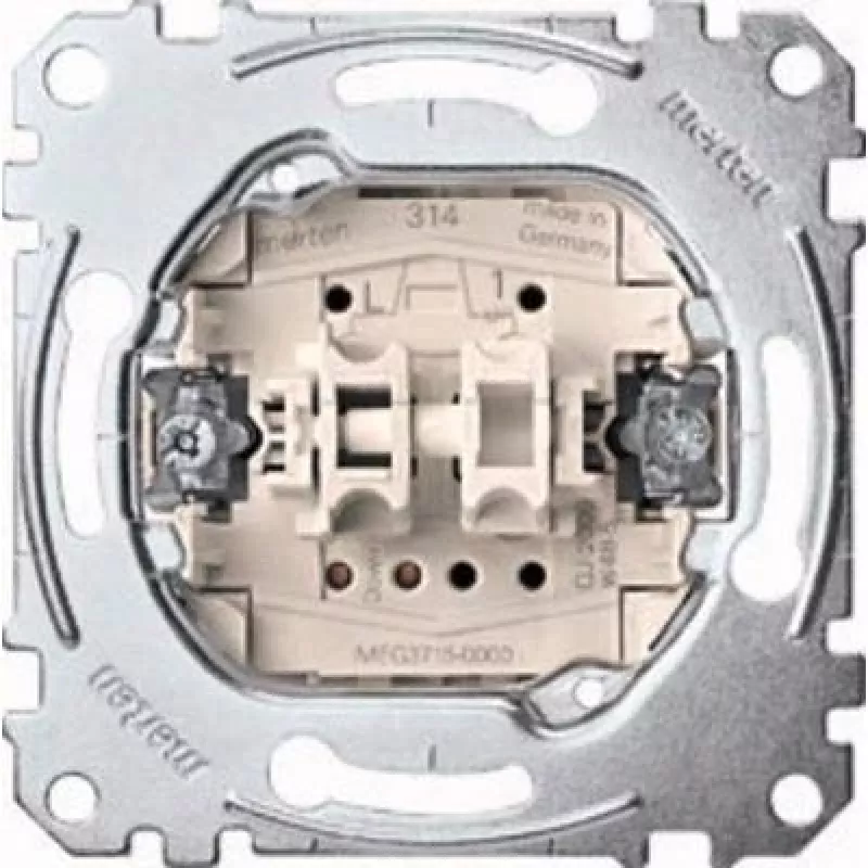 Rocker switch Merten MEG3715-0000, 1-pole, metallic, 250 V AC, 10 A