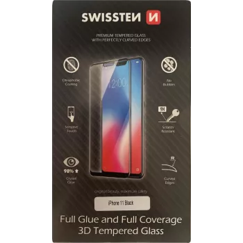 Ekrano apsauga SWISSTEN 3D Full Glue Glass iPhone 11, juoda