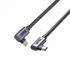 USB-C laidas Unitek C14147ABK01-1M, 1 m, 90° kampuoti jungtys, USB PD 3.0 100W, duomenys 480 Mbps, juoda