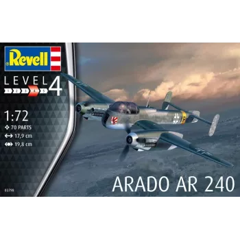 Plastikinis modelio rinkinys REVELL Arado AR-240 1/72 masteliu — orlaivio surinkimo modelis