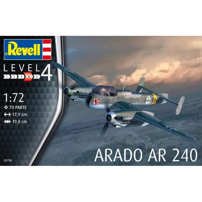 Plastikinis modelio rinkinys REVELL Arado AR-240 1/72 masteliu — orlaivio surinkimo modelis