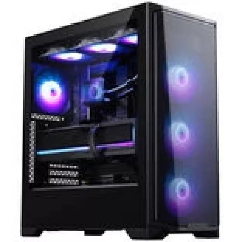 PHANTEKS Eclipse G370A kompiuterio korpusas, midi bokštas, SSI-EEB, RGB, grūdintas stiklas – su 3x 120 mm ventiliatoriumi, juodas