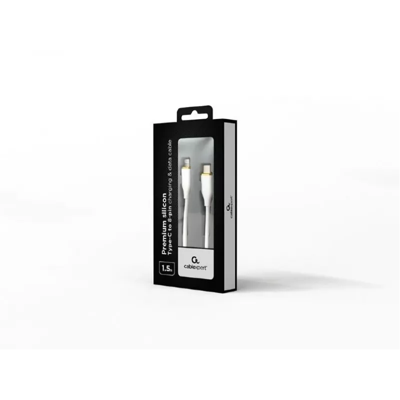 Gembird CC-USB2S-CM8PM-1.5M-W USB-C į 8 kontaktų Lightning kabelis, 1,5 m, baltas
