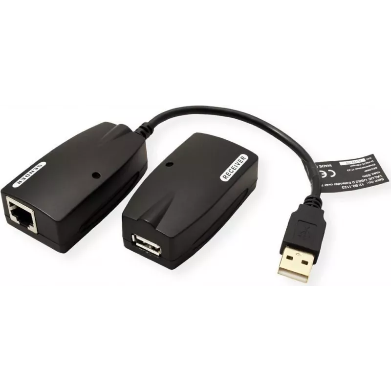Value 12.99.1123 kabelio adapteris USB-A - RJ-45 juoda (12.99.1123)