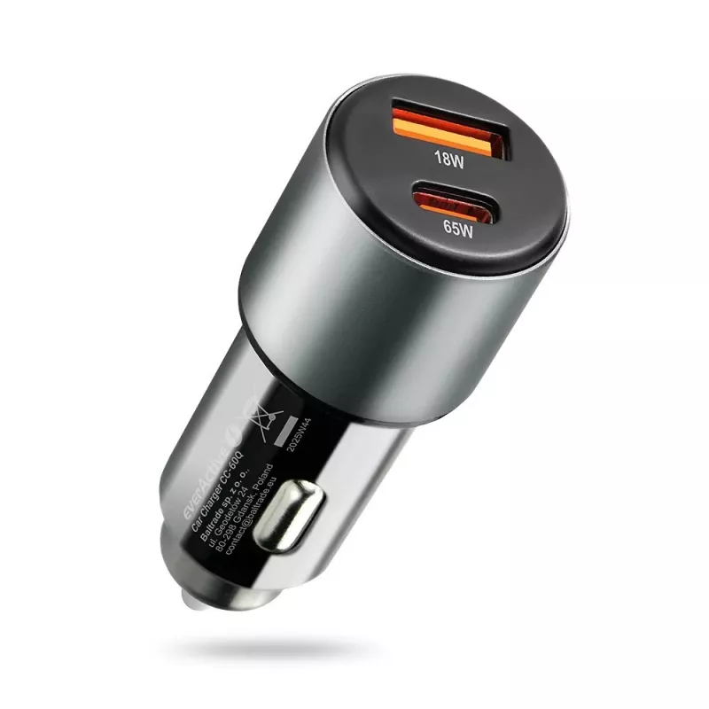 Automobilinis įkroviklis everActive CC-60Q, QC3.0, iki 83W, USB automobilinis maitinimo adapteris