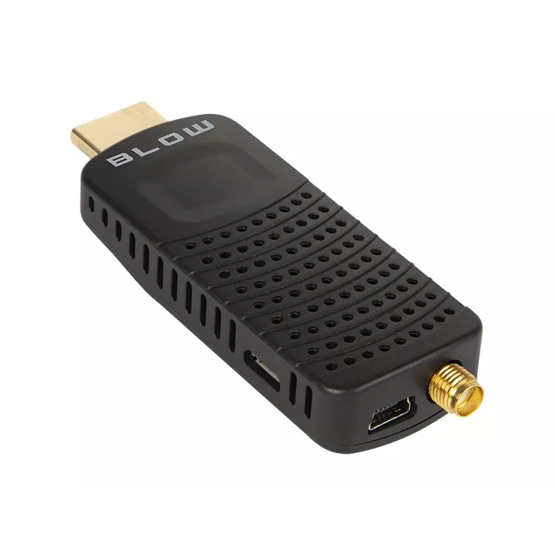 DVB-T2 imtuvas BLOW 7000FHD MINI H.265 — kompaktiškas antžeminės televizijos priedėlis, HDMI, USB, S/PDIF, garso L/R, teletekstas