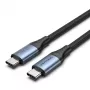Vention USB4 Gen 3x2 Type-C į Type-C kabelis 1 m, 5 A, aliuminio lydinys, medvilnės pynė