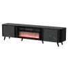 TV spintelė Cama Meble Volare 200 x 39 x 49 cm, juoda/san sebastian su židiniu