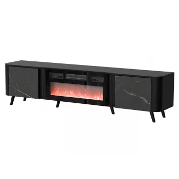 TV spintelė Cama Meble Volare 200 x 39 x 49 cm, juoda/san sebastian su židiniu