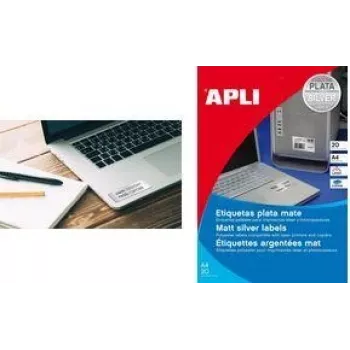 Labels APLI SP-10066 Sidabrinė A4 Polyester 4.57x2.12 cm 960 pcs
