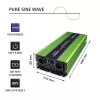 Qoltec Monolith įtampos keitiklis | Baterijos įkrovimas | UPS | 2000W | 4000W | 12V į 230V | Grynas sinusas | LCD juodai žalias