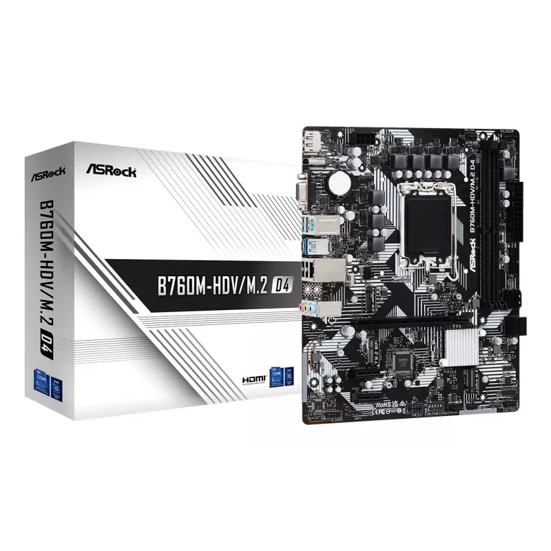 ASRock B760M-HDV/M.2 D4 DDR4 LGA 1700 Micro-ATX pagrindinė plokštė