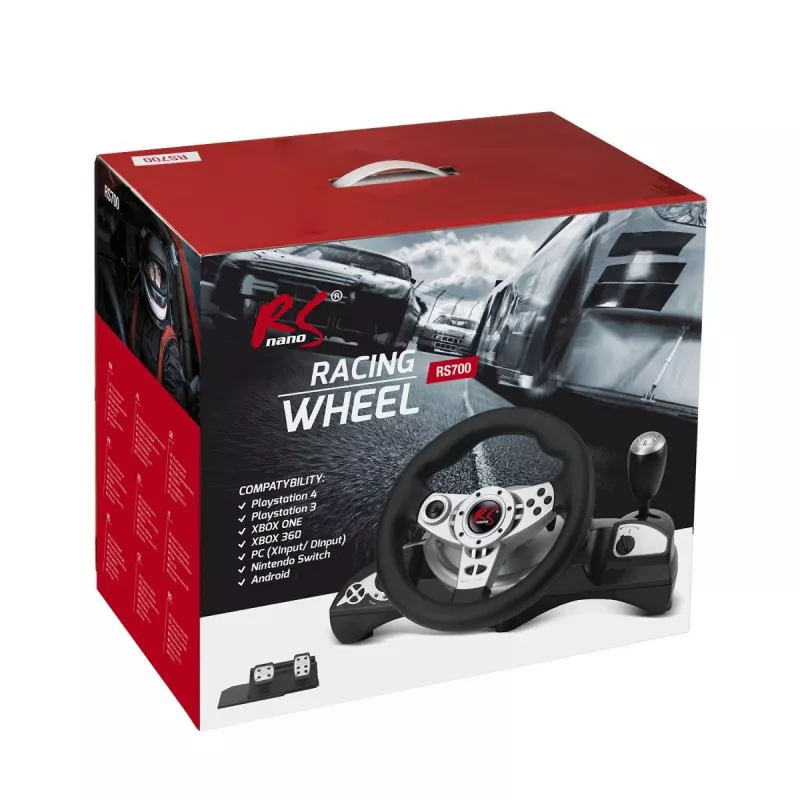 Vairas nano rs RS700 laidinis USB 270° pasukimas, 10 mygtukų, pedalai, vibracija, 1,8 m laidas