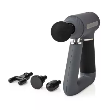 Nedis Sports Massage Gun, 6-Speed with 4 Attachments, Brushless Motor for Muscle Recovery & Relaxation, Triangular Handle, Rechargeable - Pilka