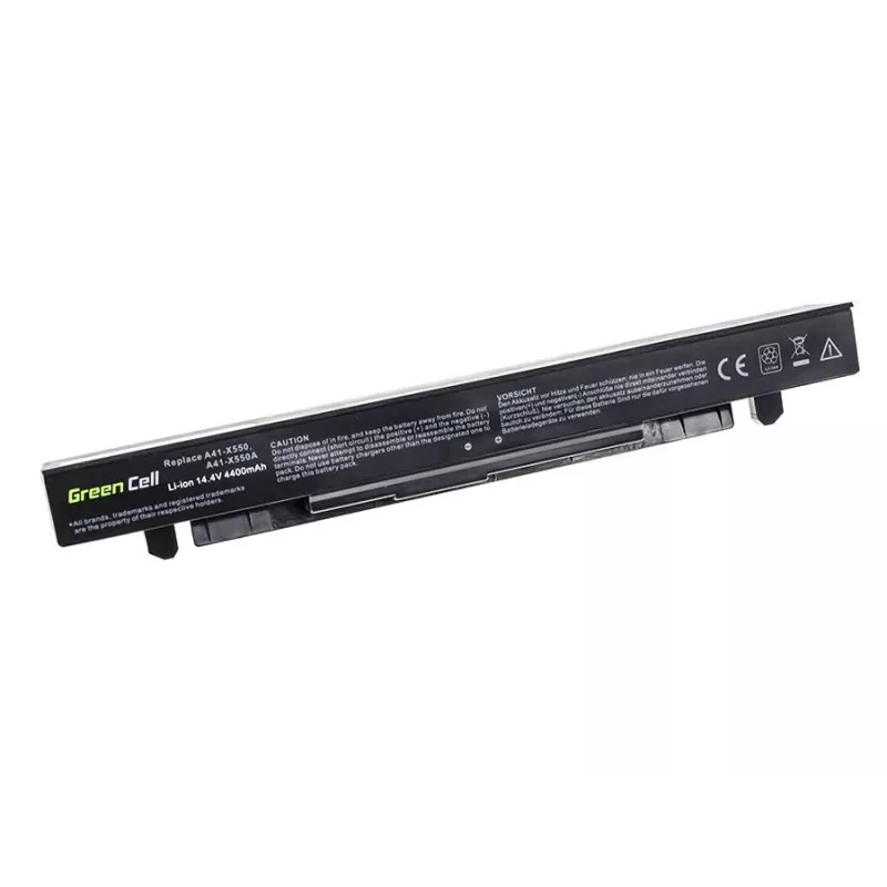 Nešiojamojo kompiuterio baterija Green Cell AS68, skirta ASUS A450 A550 R510 X550 serijoms, ličio jonų 14,4 V 4400 mAh, 4 elementai, juoda