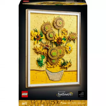Sienų mozaikos rinkinys LEGO Art Vincent van Gogh Saulėgrąžos 3D mozaika, sienų meno rinkinys, 2615 dalių, 540×410×50 mm