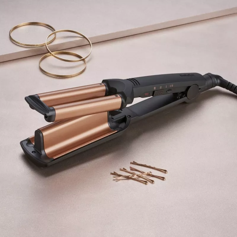BaByliss Deep Waves garbanojimo žnyplės, šilta juoda, oranžinė, 2,5 m