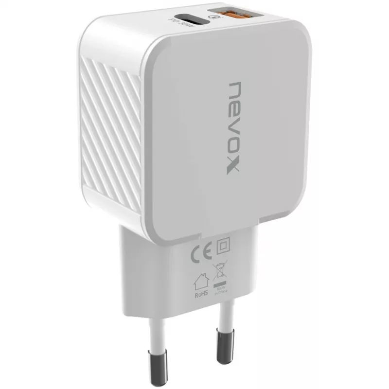 nevox USB PD Type C + USB QC 3.0 įkroviklis 30 W baltas (2009)