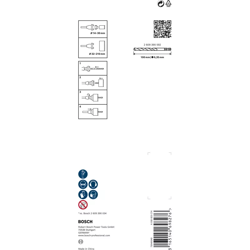 Bosch 2 609 390 590 grąžto priedas, skylių pjūklo adapteris
