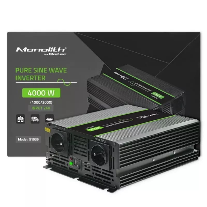 Qoltec Monolith maitinimo adapteris Auto 4000 W juodas