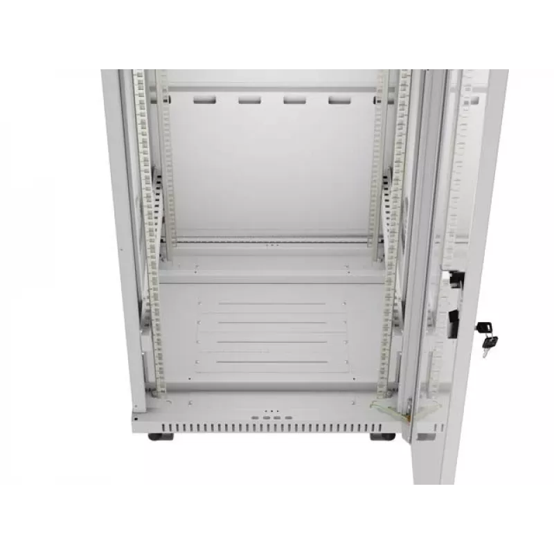 LANBERG 19 colių 32U stovintis stovas-spinta 600×600 mm pilka su perforuotomis durimis ir LCD (plokščia pakuotė)