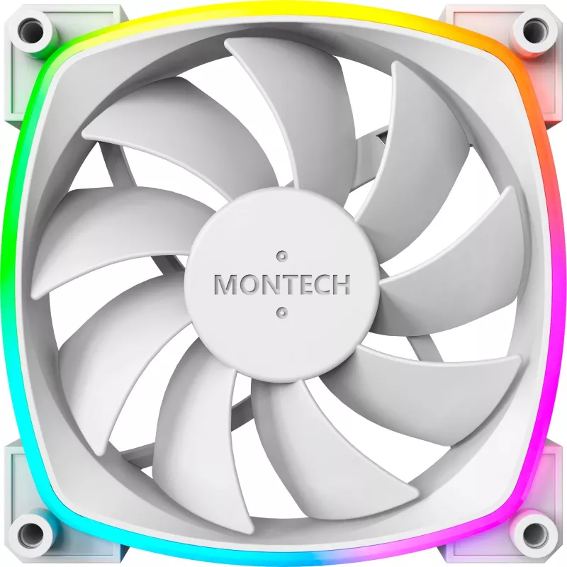 Montech AX120 120mm PWM ARGB korpuso ventiliatoriai, 3 vnt., balti