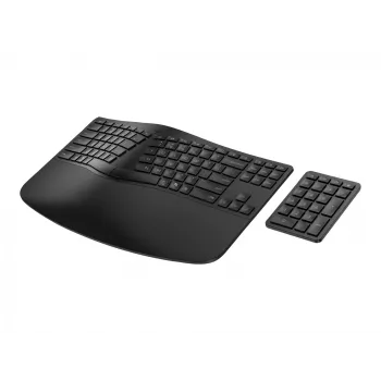HP 960 ergonomiška belaidė klaviatūra, pilno dydžio (100%), belaidė, RF belaidė + Bluetooth, membraninė, juoda