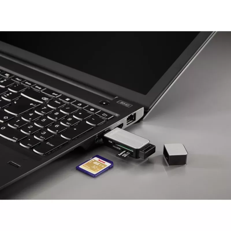 Hama 123900 kortelių skaitytuvas USB 3.2 Gen 1 (3.1 Gen 1) Juoda, Sidabrinė