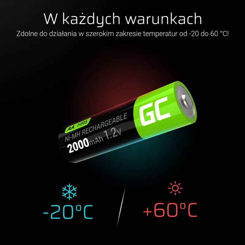 Įkraunama baterija Green Cell GR06 AA NiMH 1,2 V 2000 mAh, 2 vnt., 50,5 mm
