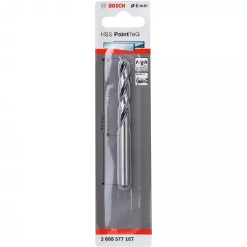 Bosch HSS Twist Drill Bits PointTeQ, grąžtas, sukamasis grąžtas, sukimasis į dešinę, 6 mm, ketui, plienui, 5,7 cm