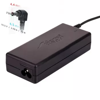 Nešiojamojo kompiuterio maitinimo adapteris Akyga AK-ND-19 — 75W, 19,5V, 3,9A, nuo kintamosios srovės prie nuolatinės, juodas
