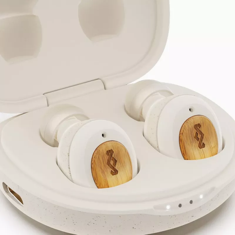 “Marley” Champion belaidės ausinės su įmontuotu mikrofonu, “Bluetooth”, kreminės spalvos