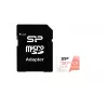 MicroSDXC kortelė Silicon Power Superior 128GB UHS‑I Class 10 U3 V30, 100/80 MB/s, balta/persikinė
