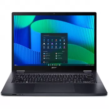 Hibridinis (2-in-1) nešiojamas kompiuteris Acer TravelMate TMP414RN-54-TCO-74CP — 14 colių WUXGA jutiklinis, Intel Core Ultra 7 155U, 16 GB DDR5, 512 GB SSD, 4G, Windows 11 Pro, mėlynas