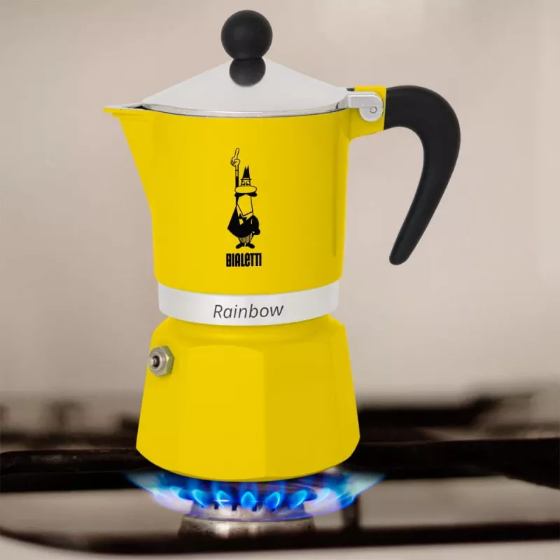 Moka puodas Bialetti Rainbow juoda geltona