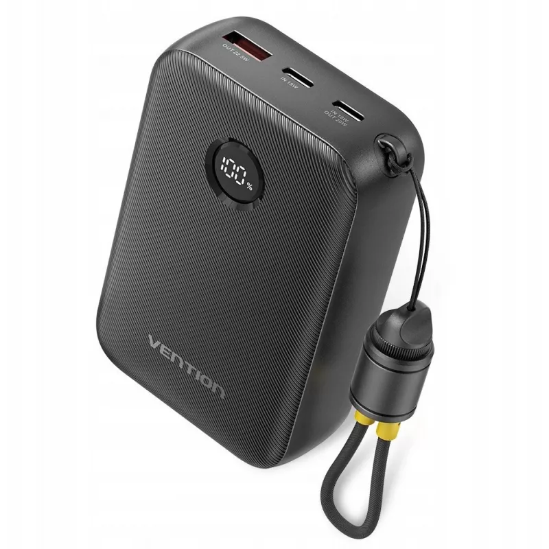 Nešiojamasis įkroviklis Vention FKBB0-C 20000 mAh išorinė baterija, 1x USB-A + 2x USB-C, juoda