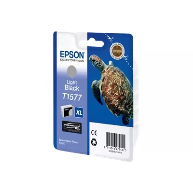 Epson Turtle T1577 Šviesiai juodas, Didelės talpos (XL), Šviesiai juodas, Pigmentinis rašalas, 25.9 ml, 1 vnt., 23000 puslapių