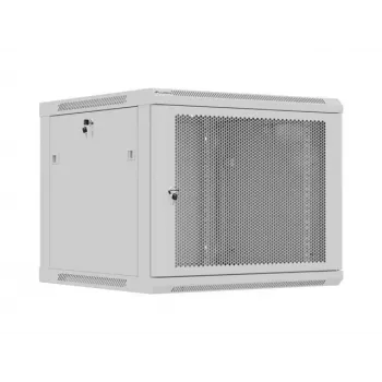 Prie sienos montuojama 19 colių stovo spinta LANBERG 9U 600x600 mm pilka su perforuotomis durelėmis