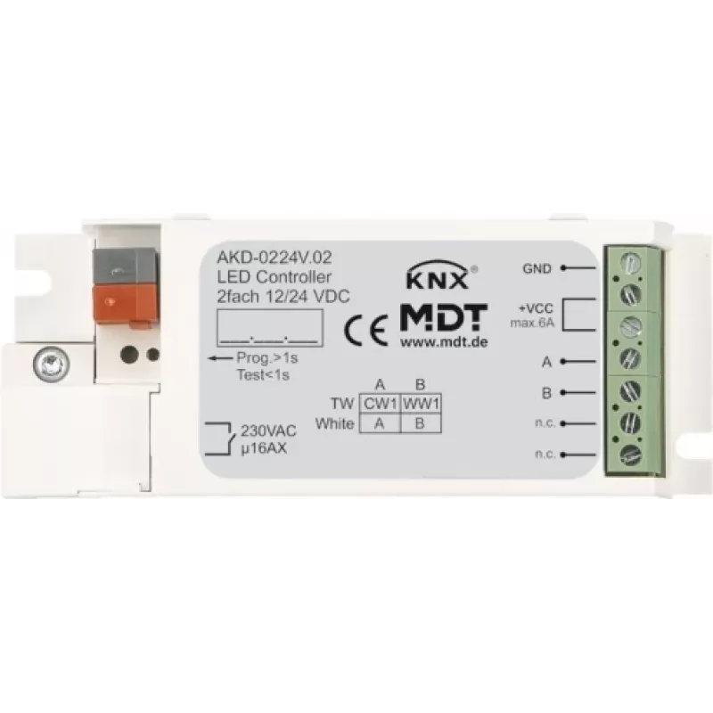 MDT AKD-0224V.02 LED valdiklis 2 kanalų, baltoms juostoms (AKD-0224V.02)
