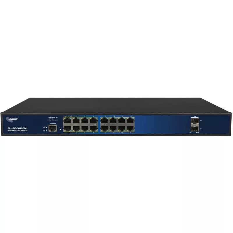 PoE komutatorius ALLNET ALL-SG8618PM 18 prievadų Gigabit (16 PoE + 2 jungiamieji)