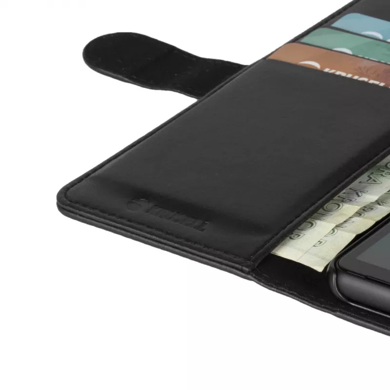 Telefono dėklas-piniginė Krusell, skirta Apple iPhone 12 Pro Max — juoda, aplanko tipo dėklas su kortelių kišene