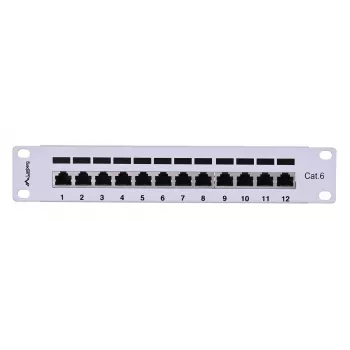 Patch panel LANBERG PPF6-9012-S, 12 prievadų, metalinis, pilkas, 1U, 215×130×44,5 mm