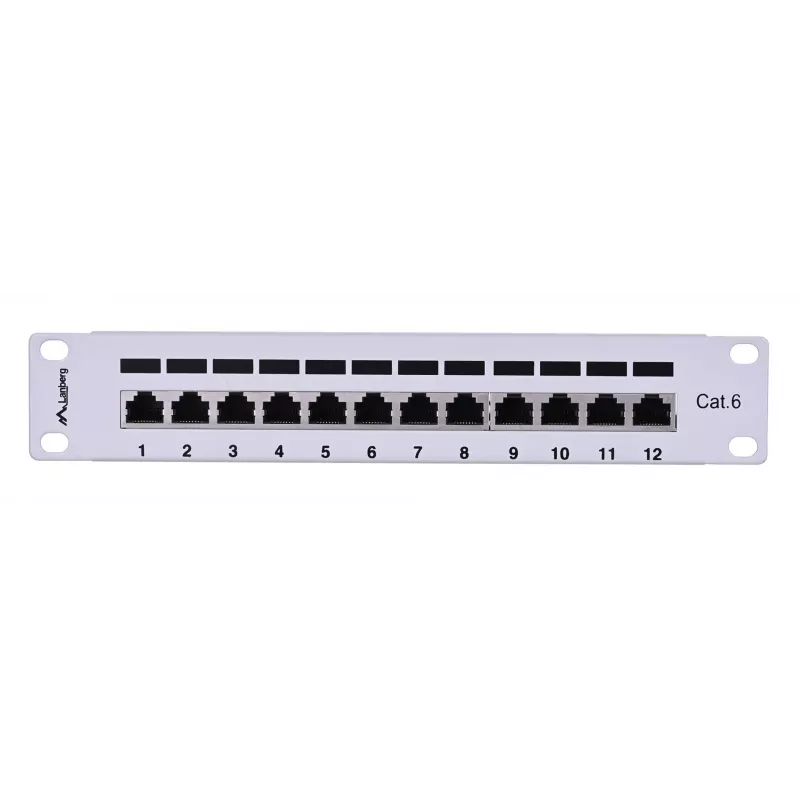 Patch panel LANBERG PPF6-9012-S, 12 prievadų, metalinis, pilkas, 1U, 215×130×44,5 mm
