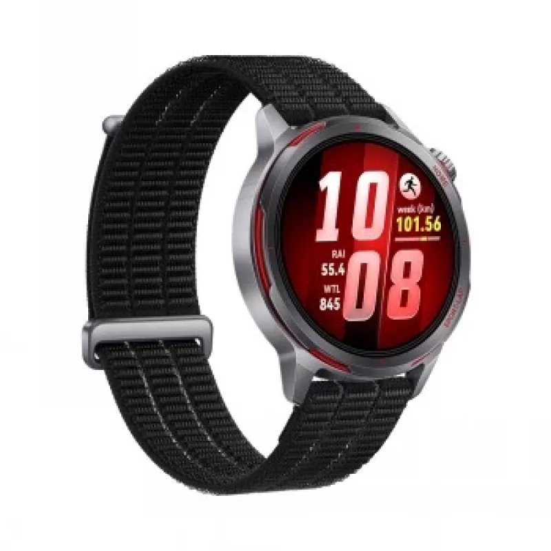 Išmanusis laikrodis HUAWEI GT Runner 2 — 1,32 colio (3,35 cm) AMOLED 466×466, titano korpusas, GPS, fluoroelastomerinis juodas dirželis