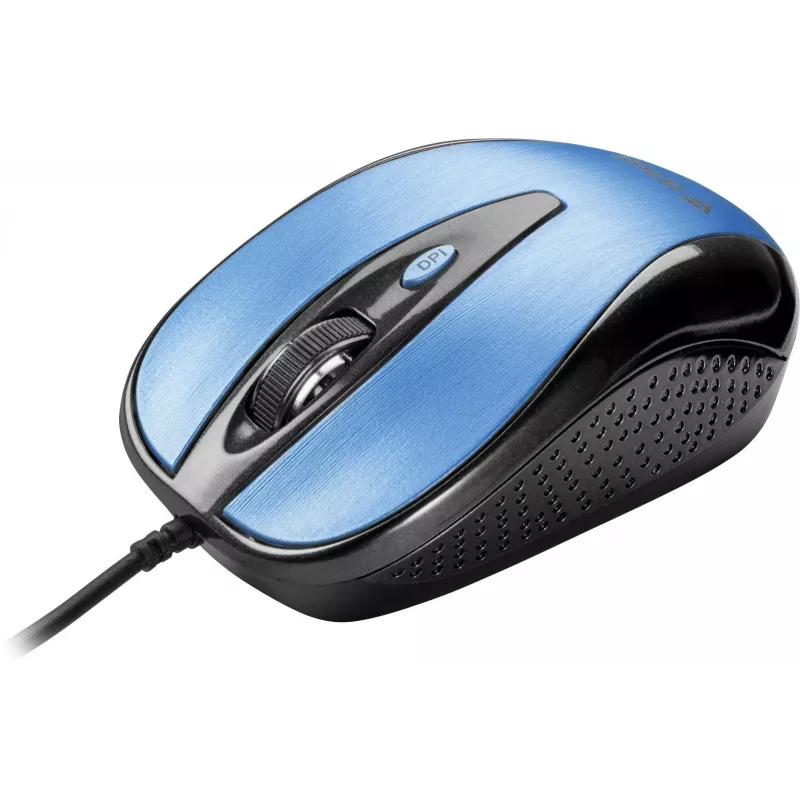 USB laidinė pelė, 4 mygtukai, optinė, simetriška, mėlyna