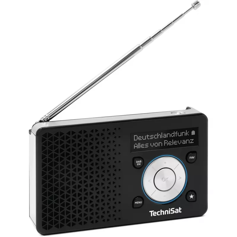Nešiojamasis radijas TECHNISAT DIGITRADIO 1 A — DAB+/FM, OLED ekranas, USB-C, 3.5 mm ausinės, 1 W, juoda/sidabrinė