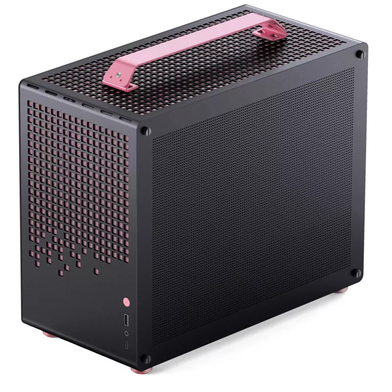 Jonsplus MATX Handle Case Z20 Juoda-Pink – Mini/Micro/Flex-ATX korpusas su nešiojimo rankena