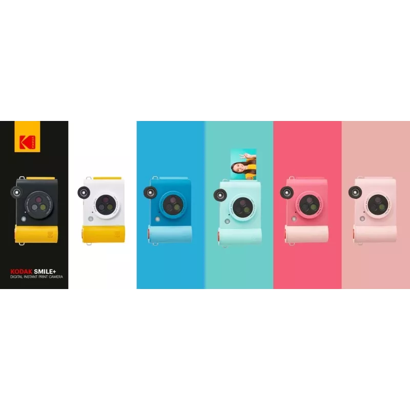 Momentinio spausdinimo fotoaparatas Kodak SMILE+ 2x3 Juoda — nešiojamas momentinis fotoaparatas su 2×3 spaudiniais