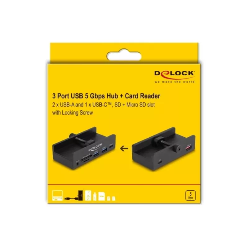 DeLOCK 64285 USB 2.0 Type-A šakotuvas 5000 Mbit/s juodas