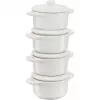 Staub Mini Cocotte rinkinys 4 dalių apvalus, keramika, dramblio kaulo baltumo (1009383)